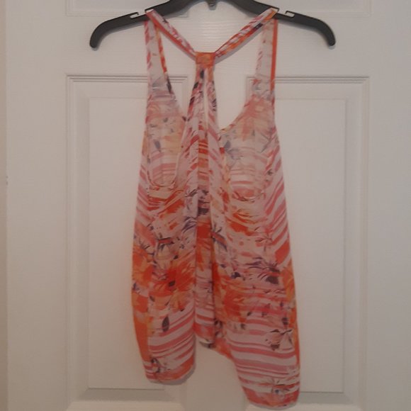 Aeropostale Sheer Summer Tropical Swing Raceback Sleeveless Blouse - Picture 4 of 5